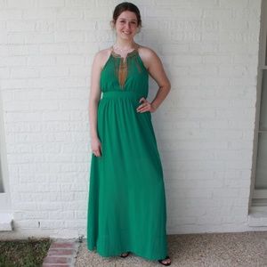 Green Gown with Gold Collar